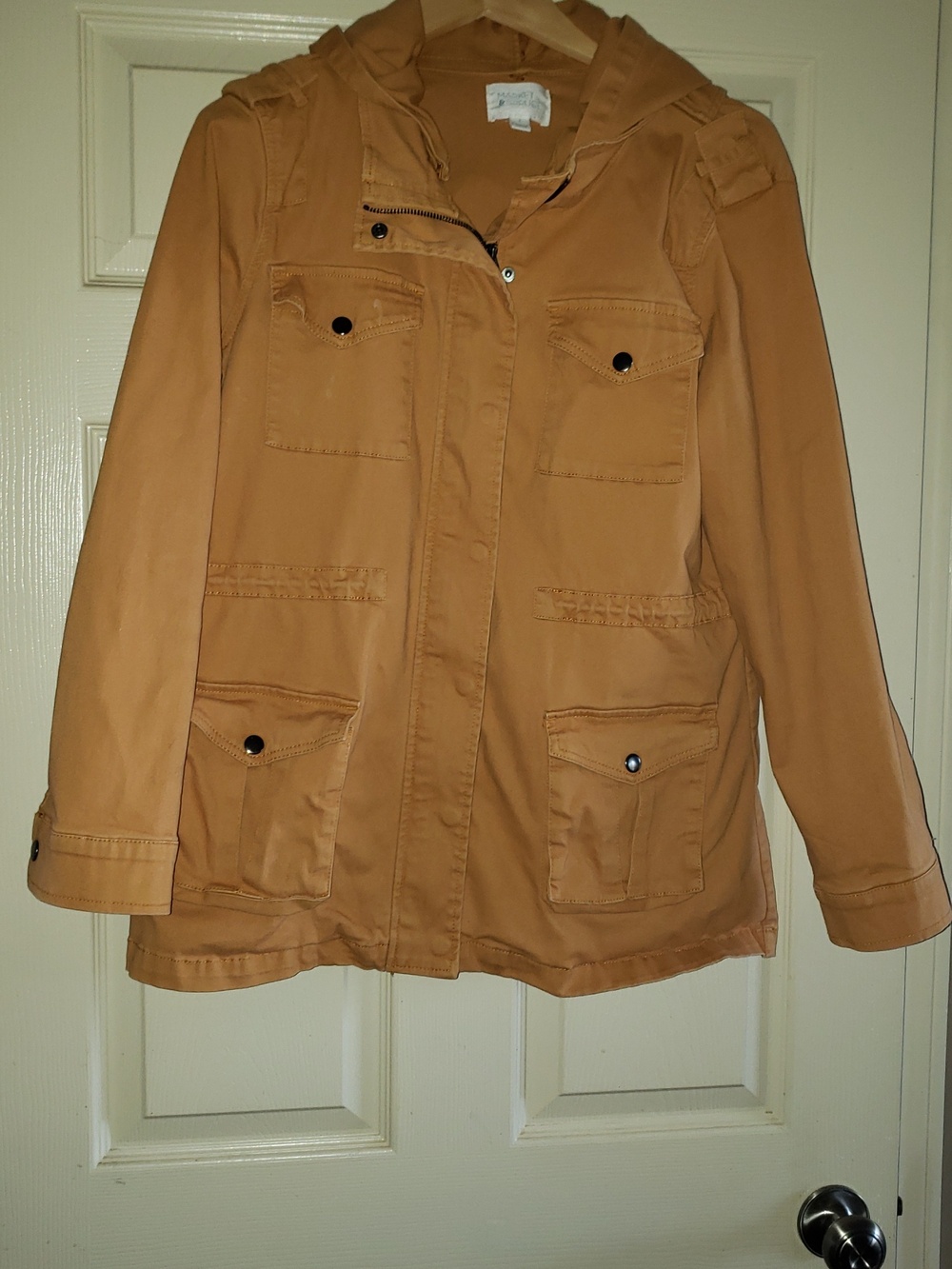 💘🖤💘 MARKET & SPRUCE MUSTARD YELLOW STITCH FIX CARGO JACKET DETACHABLE HOOD